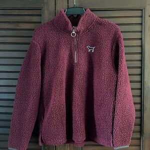 pink quarter zip maroon fleece sweatshirt EUC